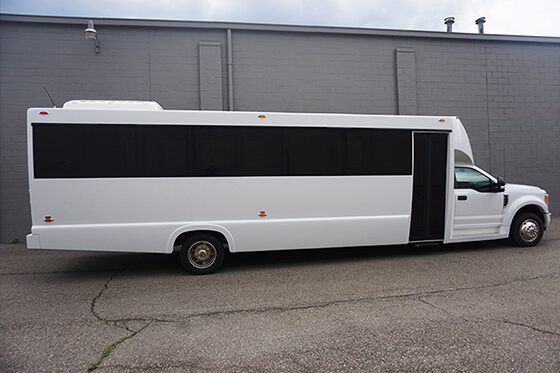 party bus with wood flooring